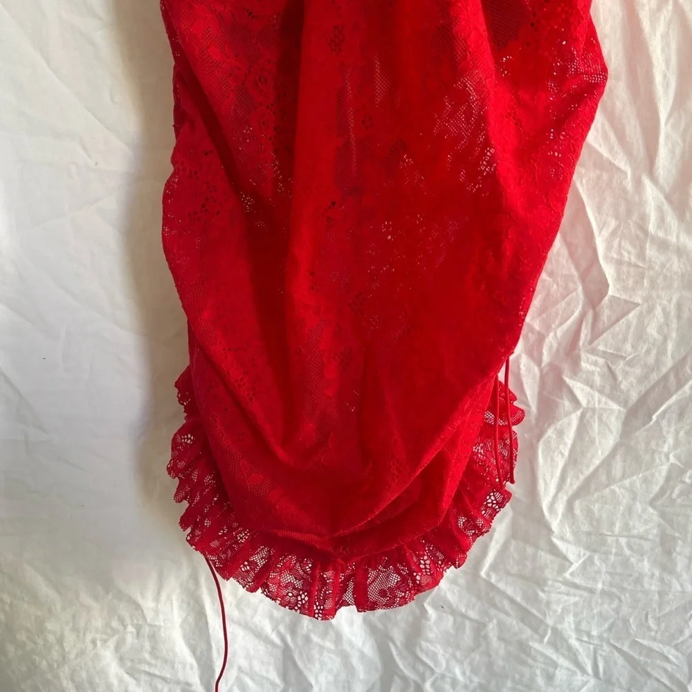 For Love And Lemons red gracie high low lace slip dress Size Small